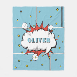 Superhero Comic Speech Bubble Boy Photo Fleece Blanket