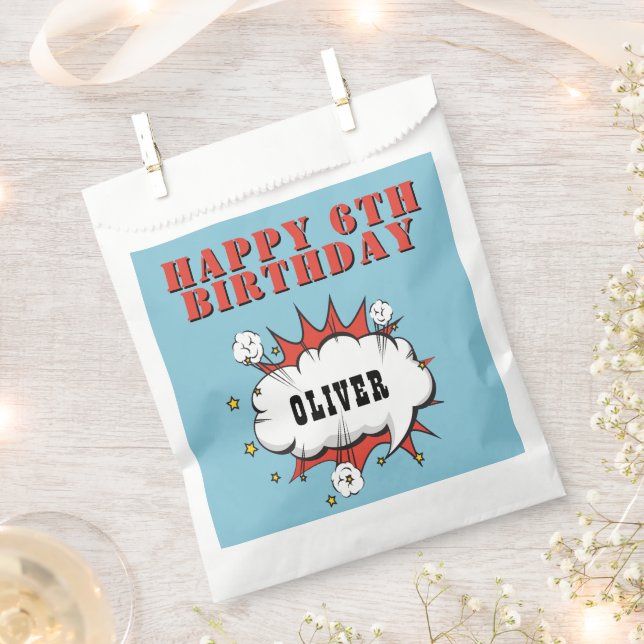 Superhero Comic Speech Bubble Happy Birthday  Favour Bags (Clipped)