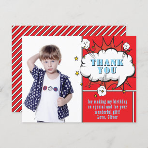Superhero Comic Speech Bubble Photo Birthday Thank Postcard