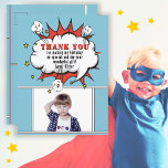 Superhero Comic Speech Bubble Thank you Photo Postcard<br><div class="desc">Superhero Comic Speech Bubble Thank you Photo Birthday Postcard. Add your photo,  message and name. Fun cartoon birthday thank you card for boys.</div>