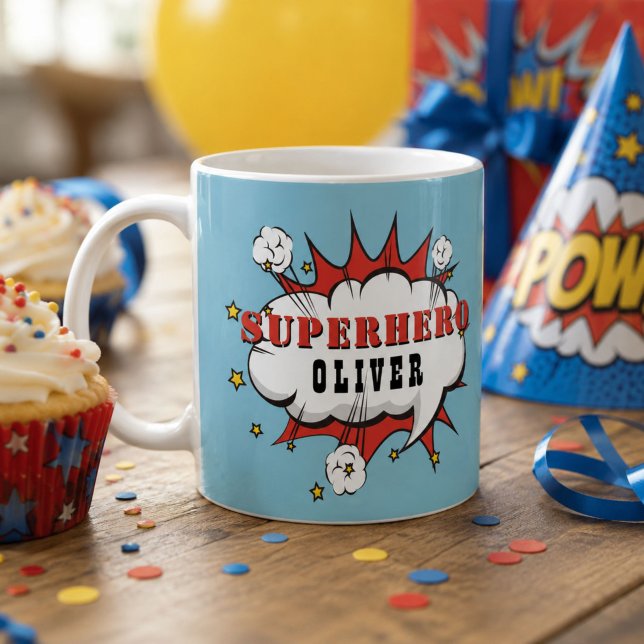 Superhero Comic Speech Cloud Boy  Coffee Mug (Creator Uploaded)