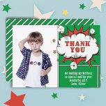 Superhero Comic Speech Cloud Boy Photo Birthday Thank You Card<br><div class="desc">Superhero Comic Speech Cloud Boy Photo Birthday Thank You Card. Add your photo,  message and name. Fun cartoon birthday thank you card for boys in green colour.</div>