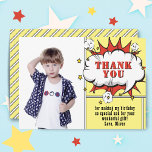 Superhero Comic Speech Cloud Photo Birthday Thank You Card<br><div class="desc">Superhero Comic Speech Cloud Photo Birthday Thank You Card. A fun and creative way to say thank you for the birthday wishes. The card features a picture of the birthday kid. The speech cloud include "Thank you" note. It's a great way to show appreciation and bring a smile to the...</div>