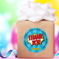 Superhero Comic Style Boy Birthday Blue Thank You