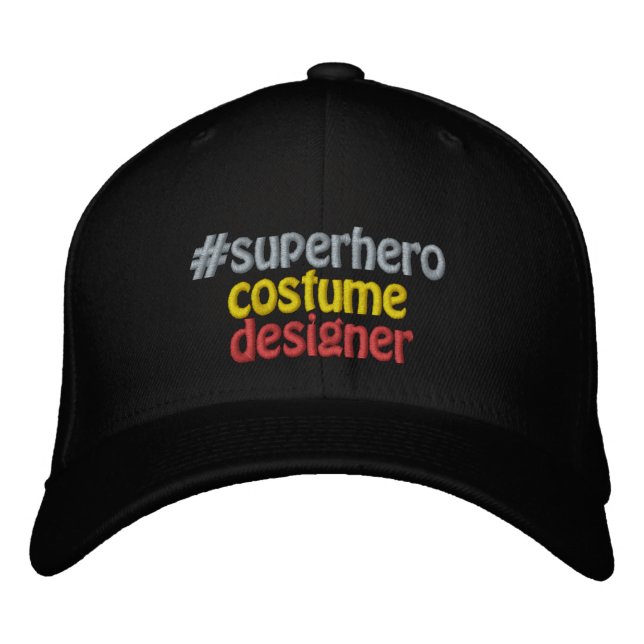 Superhero Costume Designer #hashtag Hashtag Embroidered Hat (Front)