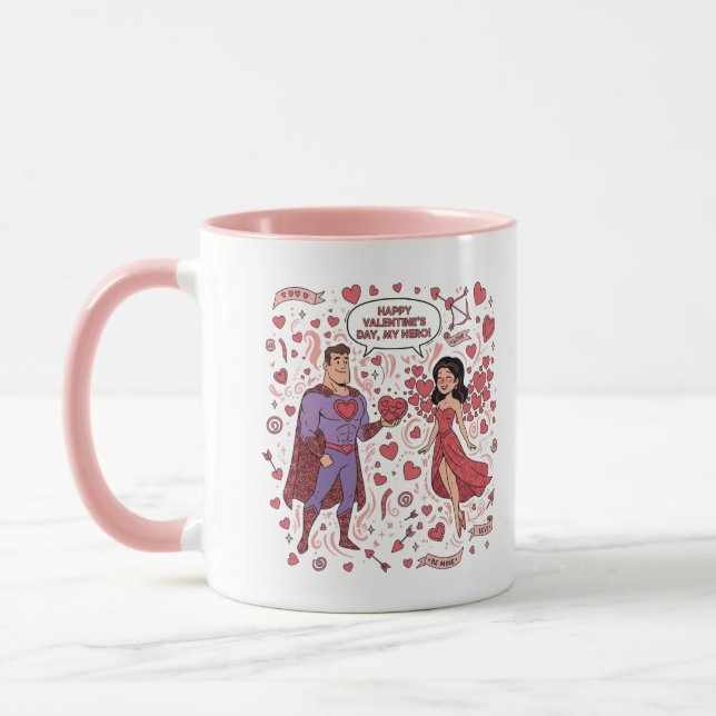 Superhero Couple Valentine Mug (Left)