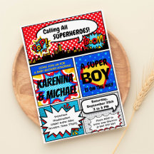 Superhero Couples Baby Shower Party Invitation