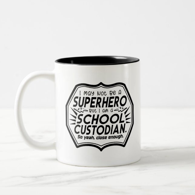 Superhero Custodian Two-Tone Coffee Mug (Left)