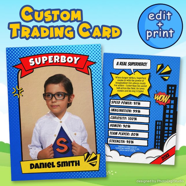 Superhero Custom Comic Trading Card for Boy Gift (Superhero Custom Comic Trading Card for Boy Gift)