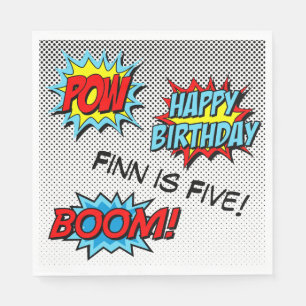 Superhero Custom Napkins - Word Art Birthday