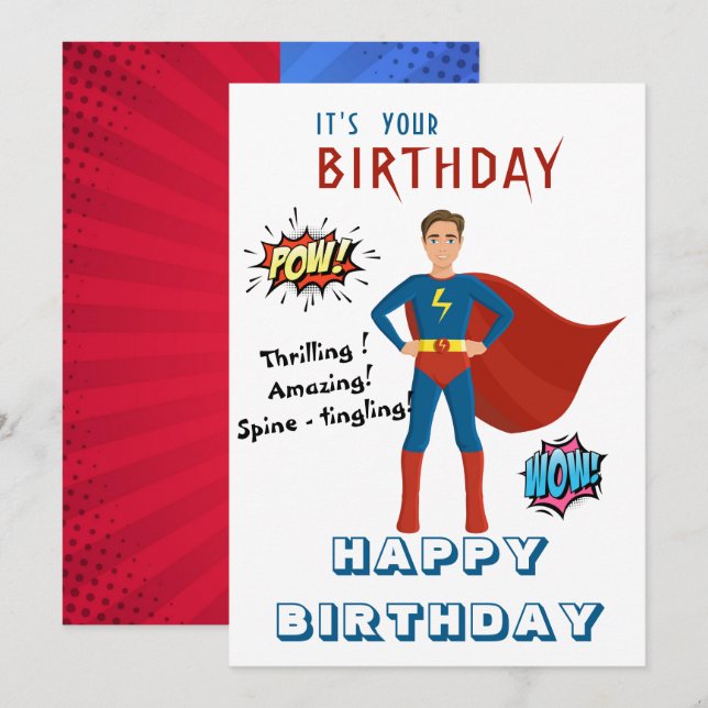 Superhero  Custom Photo Birthday Invitation (Front/Back)