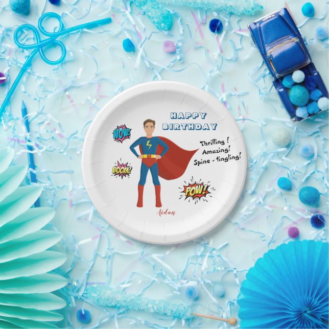 Superhero Custom Photo Birthday  Paper Plate (Party)