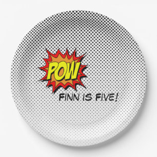 Superhero Customisable Paper Plate - POW