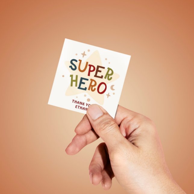 Superhero Cute Party Animals Kids Birthday Square Sticker (Creator Uploaded)