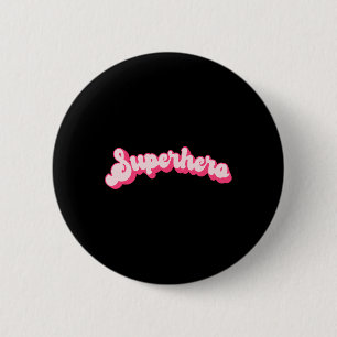 Superhero - Cute Pink Vintage Retro Halloween Supe 6 Cm Round Badge