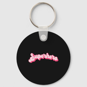 Superhero - Cute Pink Vintage Retro Halloween Supe Key Ring