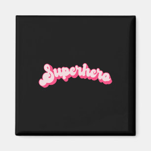Superhero - Cute Pink Vintage Retro Halloween Supe Magnet
