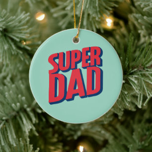 Superhero Dad Ceramic Tree Decoration