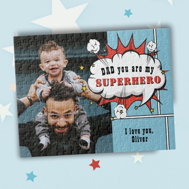 Superhero Dad Comic Speech Bubble Photo  Jigsaw Puzzle (Creator Uploaded)