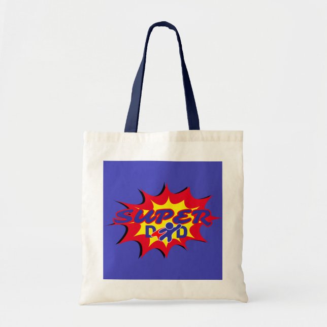 Superhero dad father's day comic  tote bag (Front)