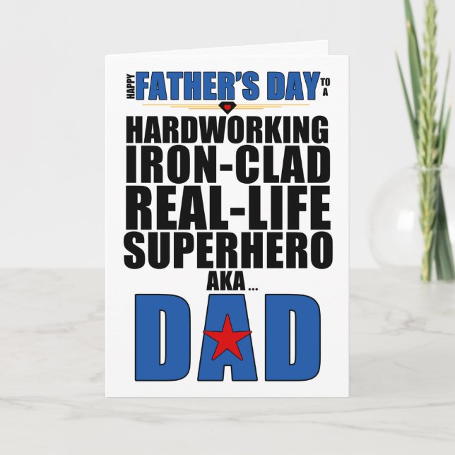 Superhero Dad Typography Father's Day Card (Front)