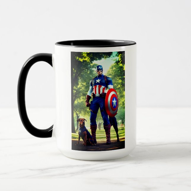 Superhero design on cup (Left)