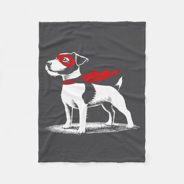 Superhero Dog Cape Illustration Funny Loyal Pet He Fleece Blanket (Front)