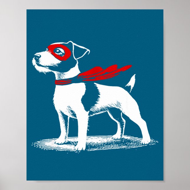 Superhero Dog Cape Illustration Funny Loyal Pet He Poster (Front)