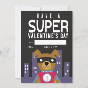 Superhero Dog Classroom Valentine Holiday Card
