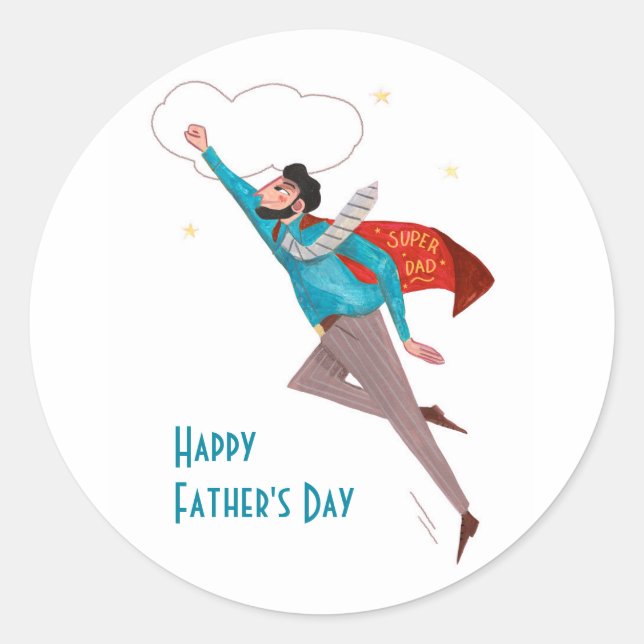 Superhero fathers day classic round sticker (Front)