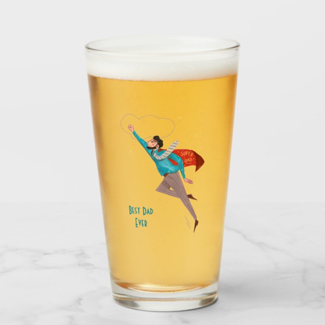 Superhero fathers day  frosted glass beer mug (Front Filled)