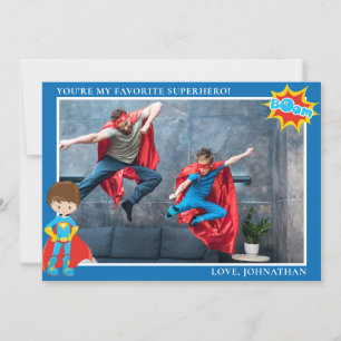 Superhero Father's Day Personalised Photo Holiday Card