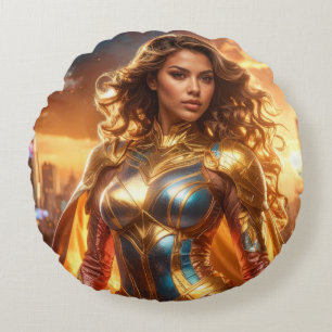 SUPERHERO - FEMALE SUPERHERO ROUND CUSHION