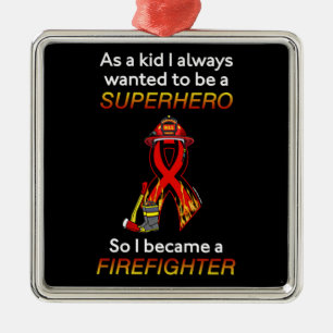 SUPERHERO...Firefighter Metal Tree Decoration