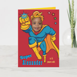 Superhero Flying Photo Specialised Birthday Card
