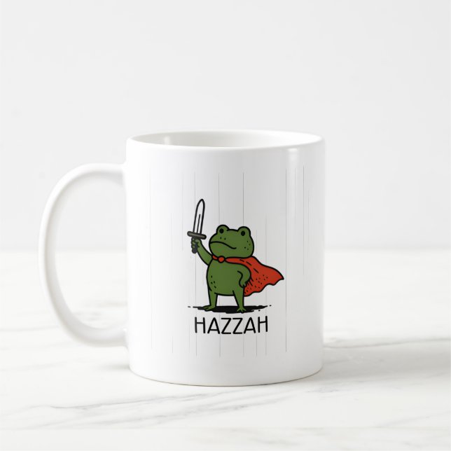Superhero Frog Hazzah Cartoon Art Coffee Mug (Left)