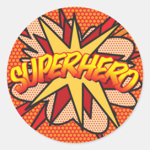 SUPERHERO Fun Comic Book Classic Round Sticker