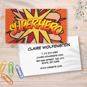 SUPERHERO Fun Retro Comic Book Business Card