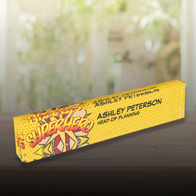 SUPERHERO Fun Retro Comic Book Nameplate (SUPERHERO Fun Retro Comic Book Desk Name Plate)