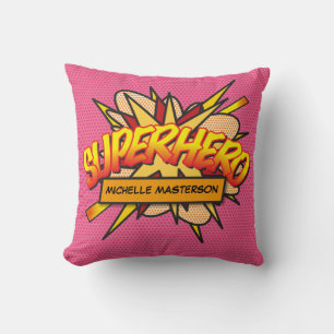 SUPERHERO Fun Retro Comic Book Pop Art Cushion
