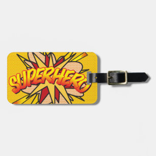 SUPERHERO Fun Retro Comic Book Pop Art Luggage Tag