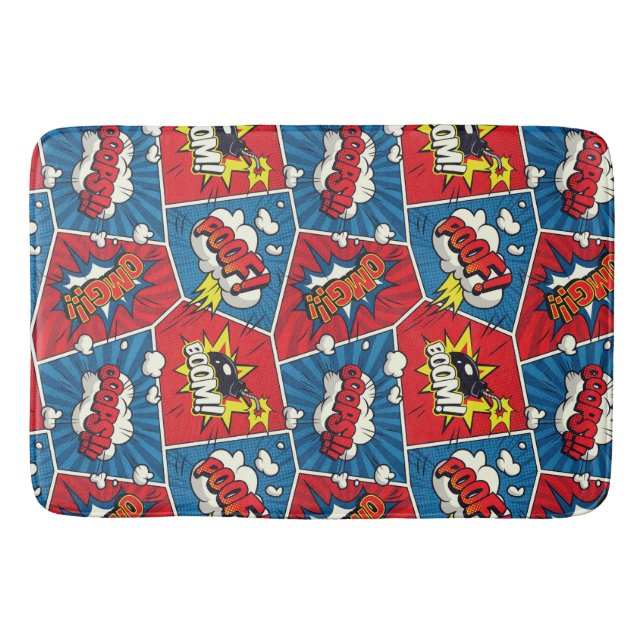 Superhero/Gamer Comic book design bath mat (Front)