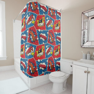 Superhero/Gamer Comic book design shower curtain