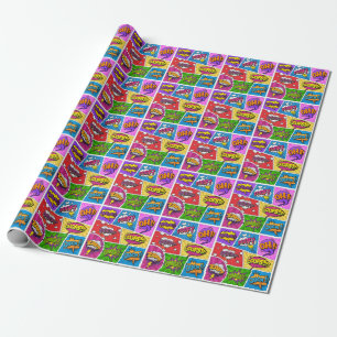 Superhero Gamer Comic book design wrapping paper