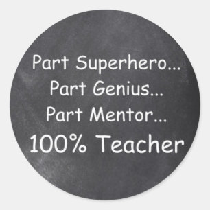Superhero Genius Mentor Teacher Gift Idea Classic Round Sticker