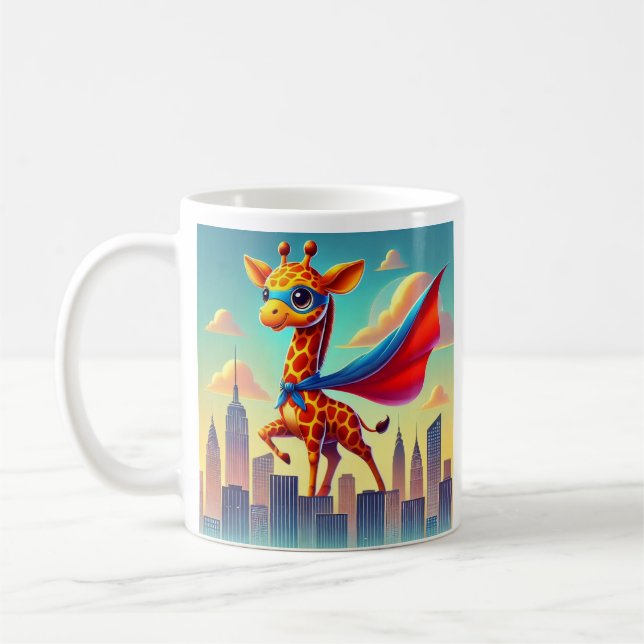 Superhero Giraffe Customisable Coffee Mug (Left)