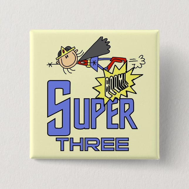 Superhero Girl 3rd Birthday Tshirts and Gifts 15 Cm Square Badge (Front)