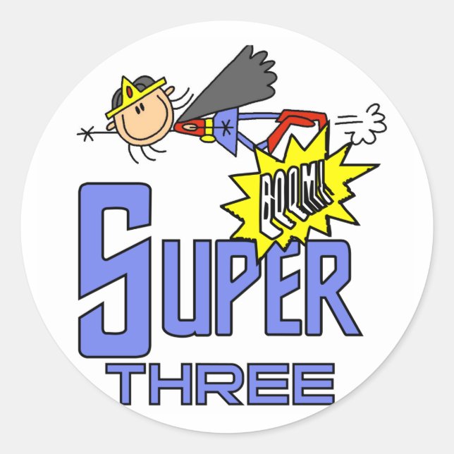 Superhero Girl 3rd Birthday Tshirts and Gifts Classic Round Sticker (Front)