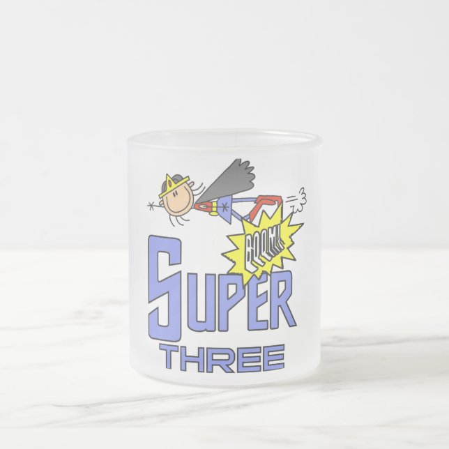 Superhero Girl 3rd Birthday Tshirts and Gifts Frosted Glass Coffee Mug (Center)