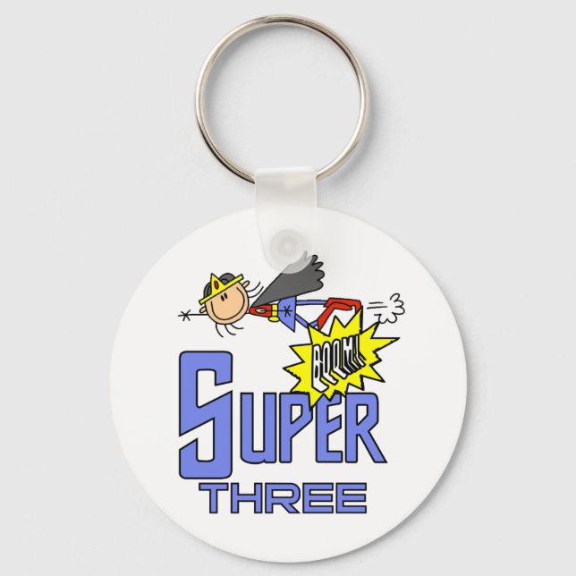 Superhero Girl 3rd Birthday Tshirts and Gifts Key Ring (Front)